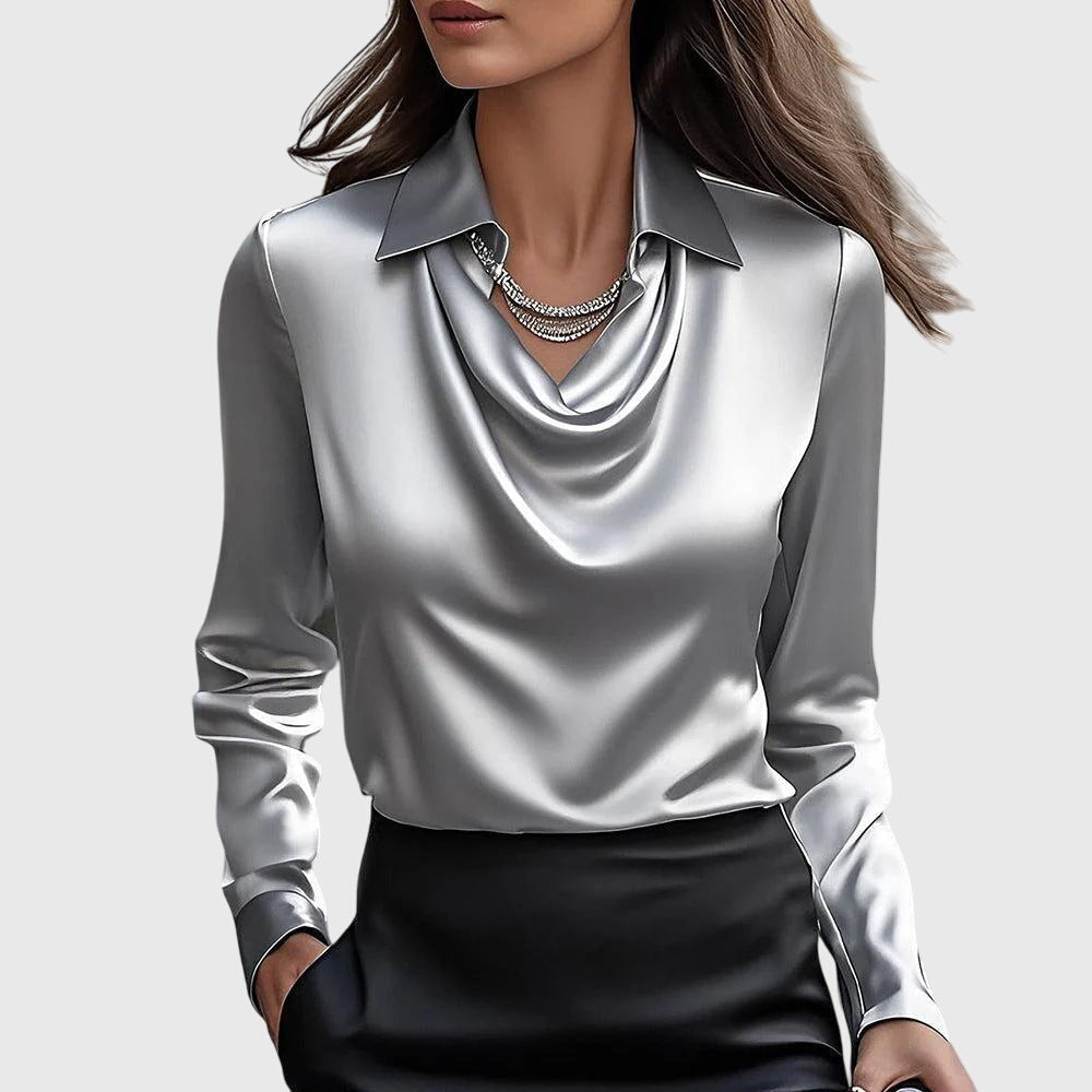 Märta™ | Silkeslen Blus med Lyxig Glans och Elegant Passform