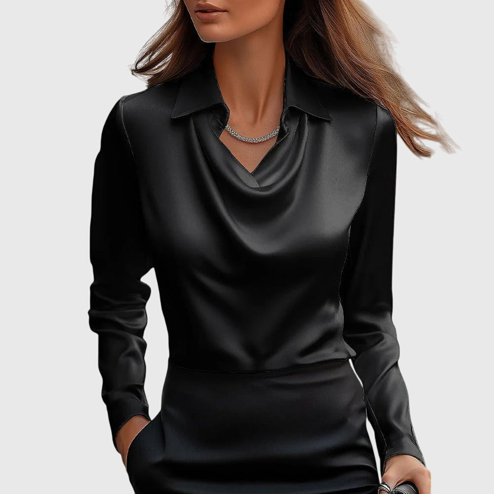 Märta™ | Silkeslen Blus med Lyxig Glans och Elegant Passform