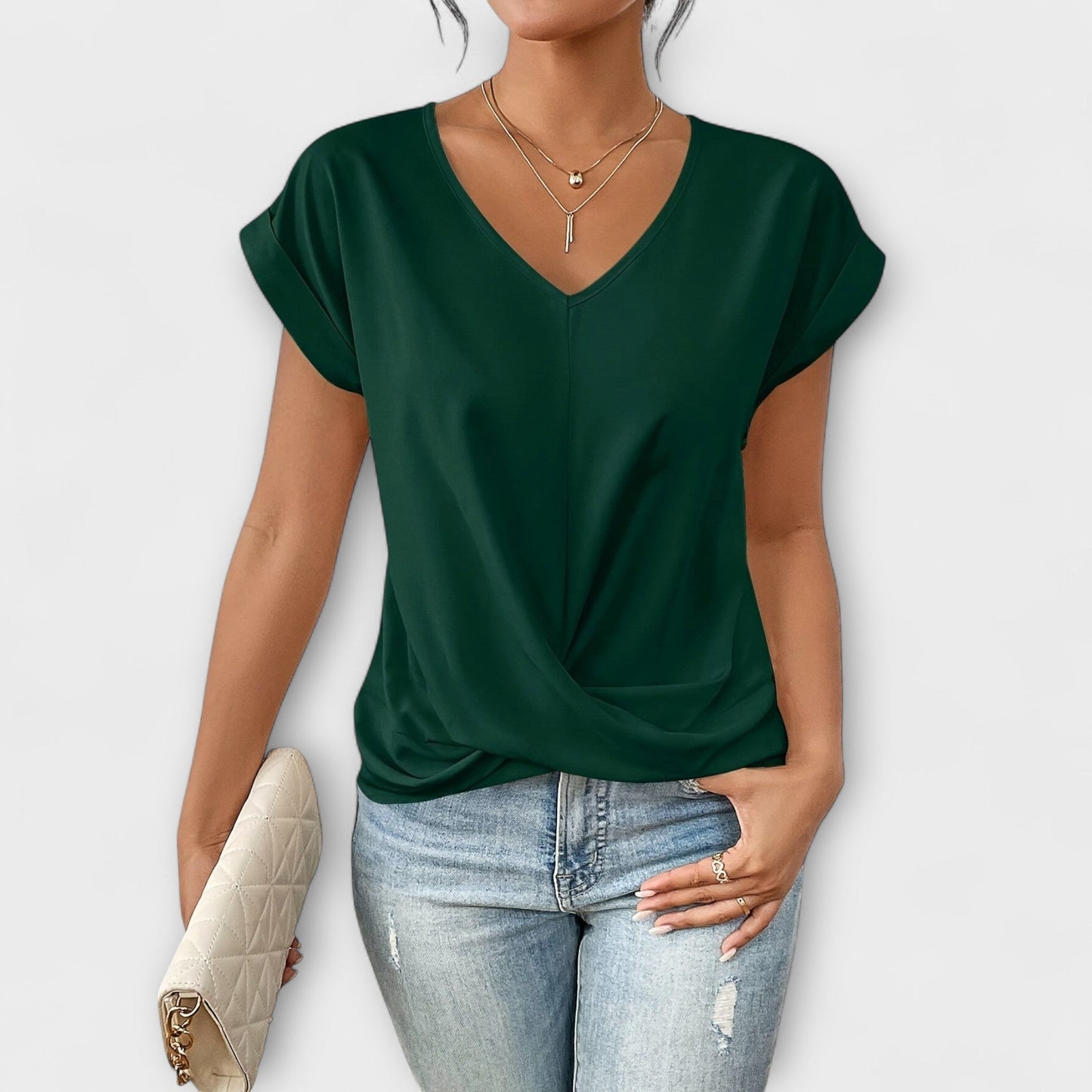 Eleonora™ | Elegant V-ringad Topp i Luftig Lyx