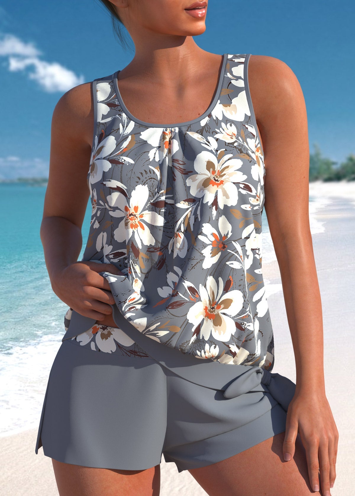 Ragna - Tankini med Tropiskt Mönster