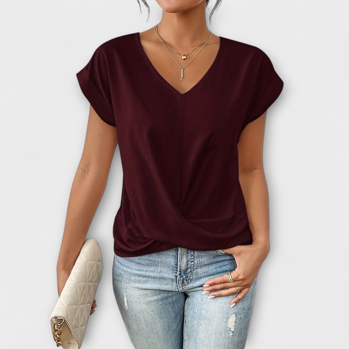 Eleonora™ | Elegant V-ringad Topp i Luftig Lyx