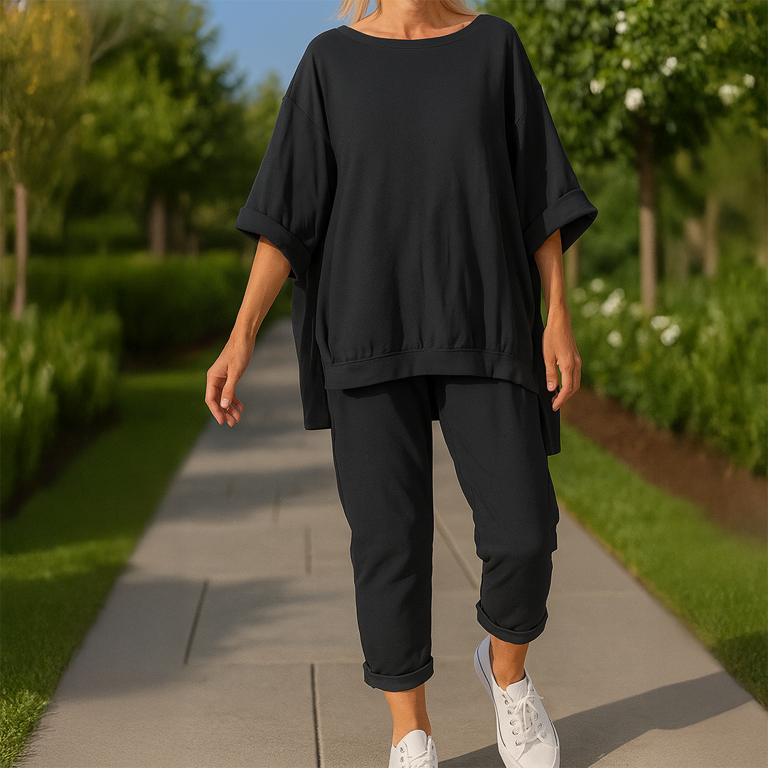 Amanda™ | Lössittande Sweatshirt- & Byxset