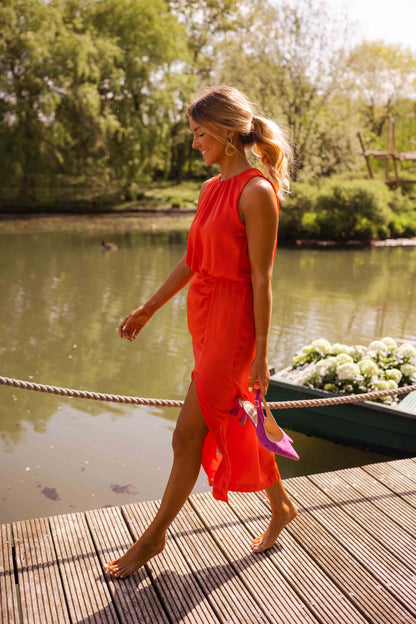 Sylwia™ | Ärmlös Sommarklänning i Lätt Midi-modell