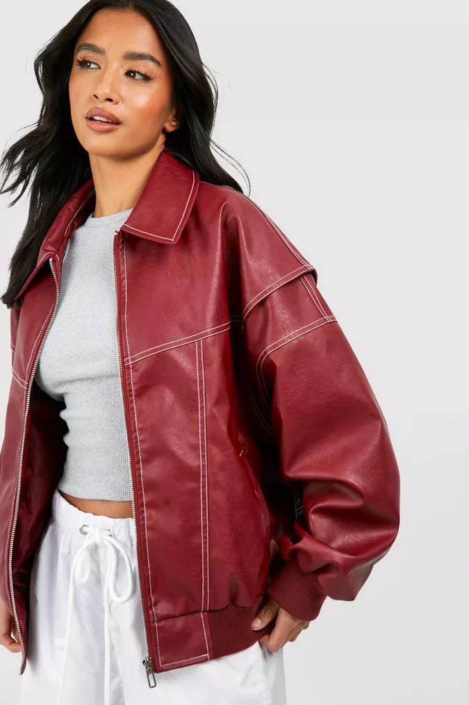 Faye™ | Statementröd Powerjacka för Maximal Stil